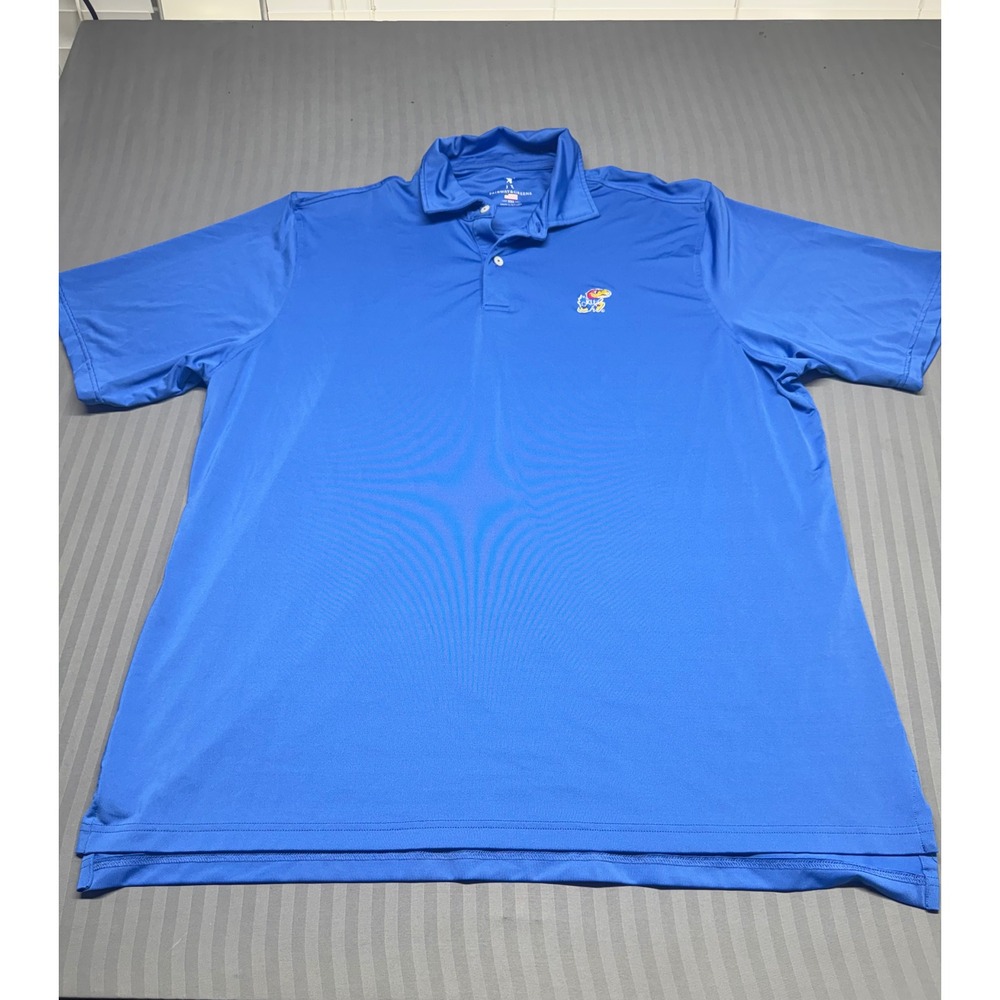 Fairway & Greene Kansas Jayhawks Polo Shirt Mens XXL Blue Short Sleeve Golf KU